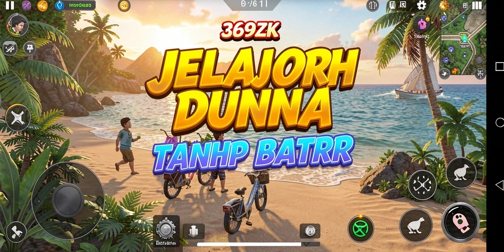 Screenshot gameplay menunjukkan petualangan seru di dunia terbuka.