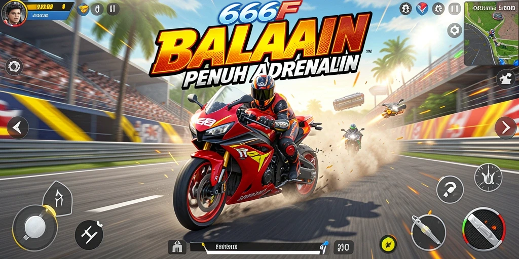 Tampilan gameplay memukau dari 666F dengan balapan motor yang seru.