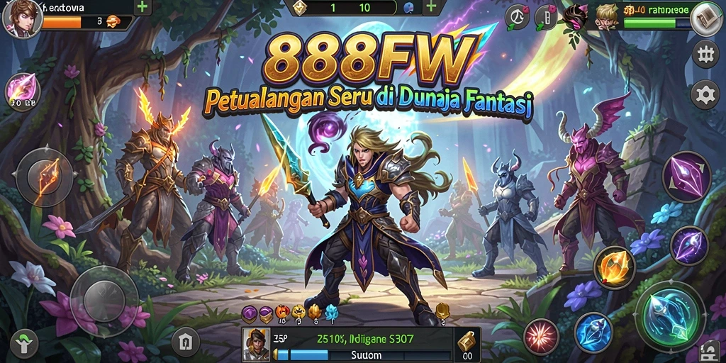 Screenshot gameplay 888FW menampilkan karakter menjelajahi hutan misterius.