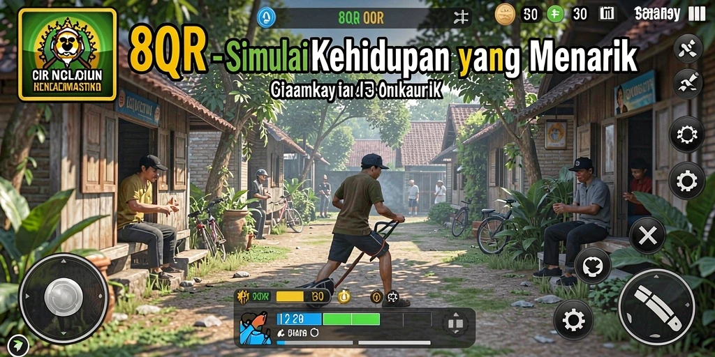 Screenshot gameplay 8QR menunjukkan pengalaman simulasi yang mendalam dan interaktif.