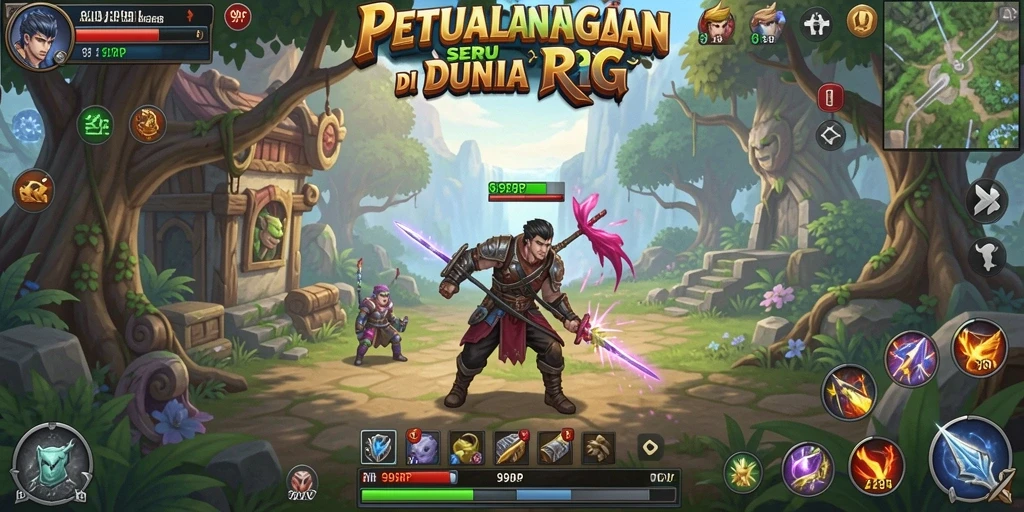 Tangkapan layar gameplay 99RP dengan aksi pertarungan karakter yang mendebarkan.