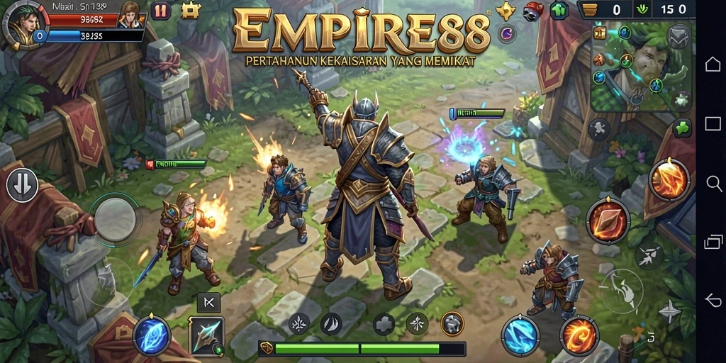 Screenshot EMPIRE88 menampilkan aksi pertahanan menawan dalam game Tower Defense.