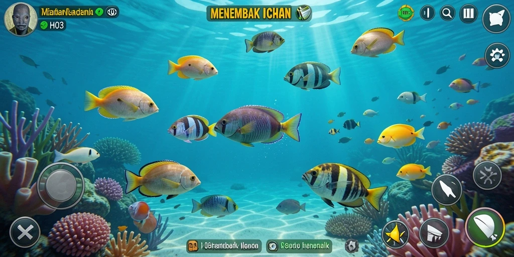 Tampilan gameplay H03 yang penuh aksi menembak ikan.