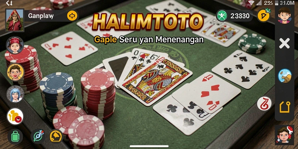 Screenshot gameplay HALIMTOTO menunjukkan keseruan permainan Gaple.