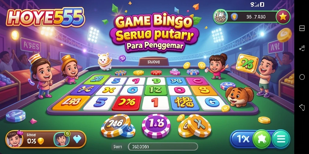 Screenshot gameplay HOYE55 menampilkan suasana bingo yang seru dan interaktif.