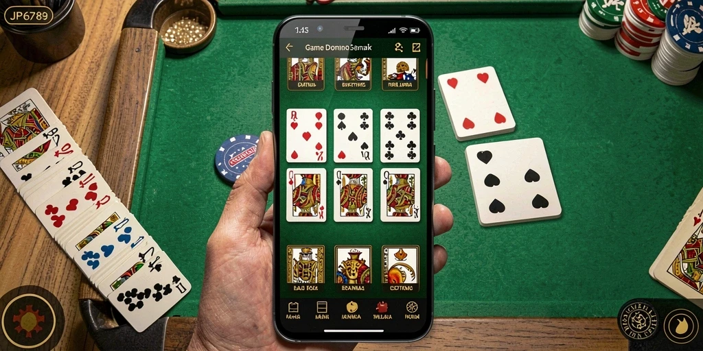 Tampilan gameplay Domino seru di JP6789 dengan teman-teman.