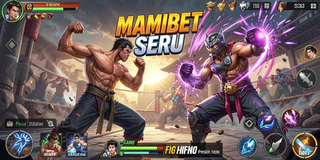 Screenshot gameplay MAMIBET menampilkan aksi pertarungan yang intens dan dinamis.
