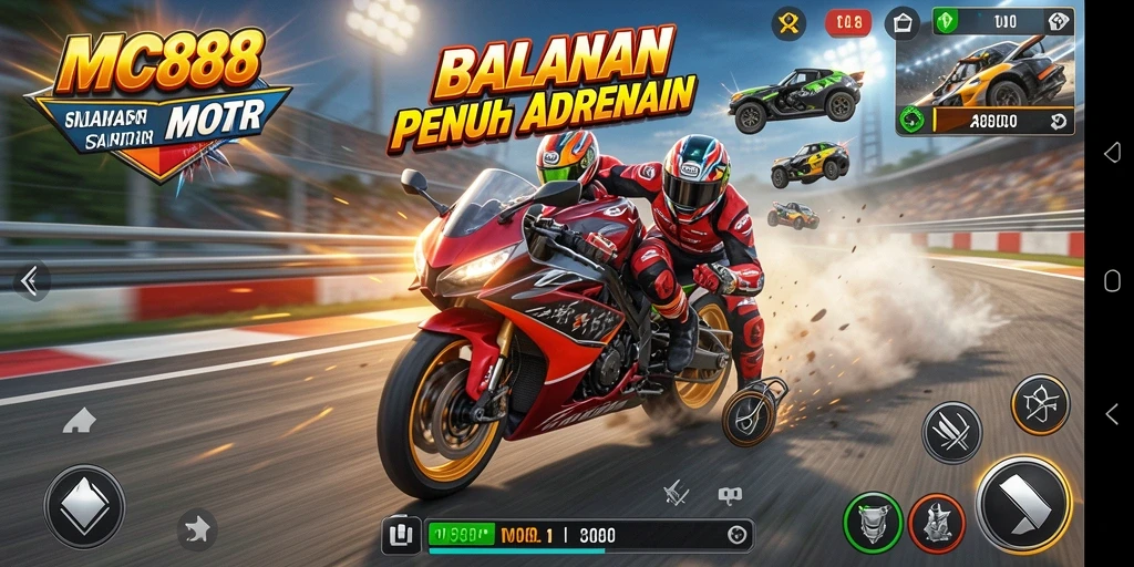 Gameplay seru balapan motor dengan grafik menakjubkan.