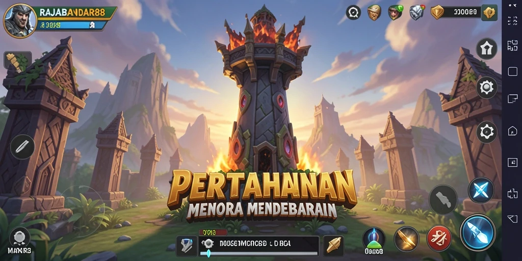 Tampilan gameplay menarik dari RAJABANDAR88 dalam pertahanan menara.