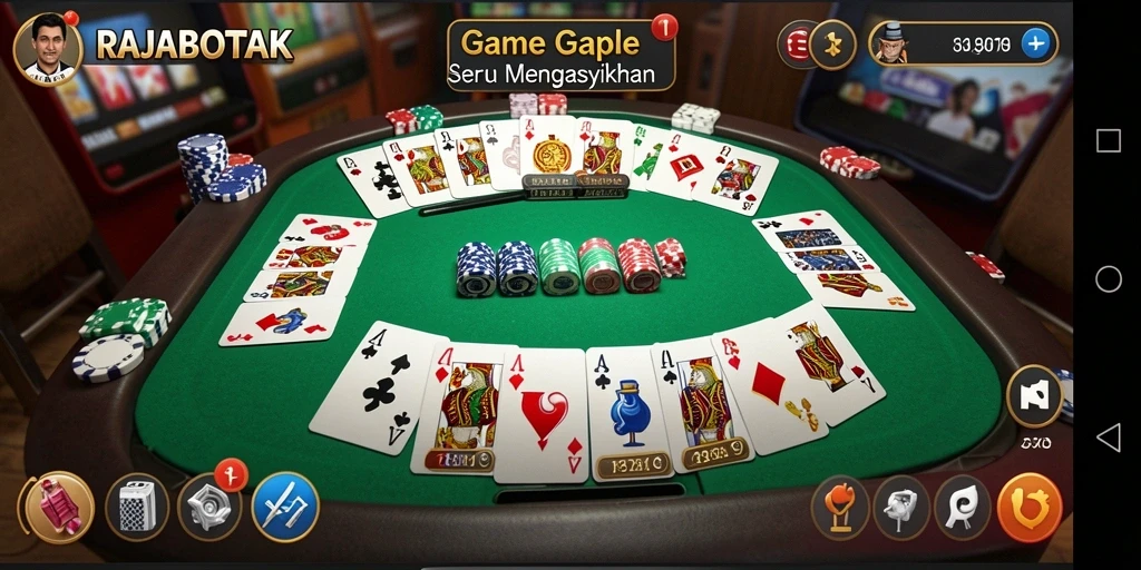 Tampilan gameplay Gaple di RAJABOTAK yang seru dan interaktif.