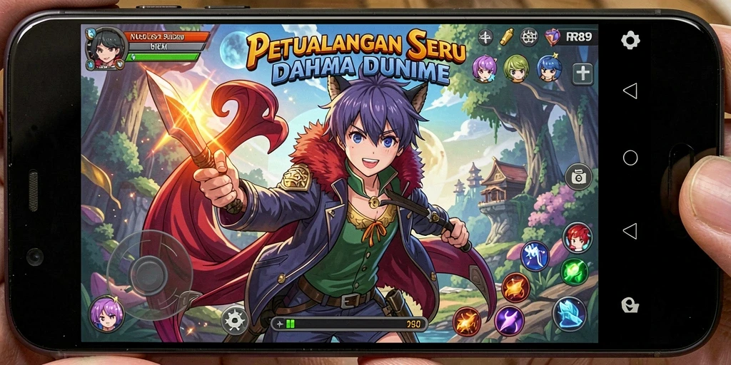 Tampilan gameplay RR89 dengan karakter Anime yang penuh aksi.