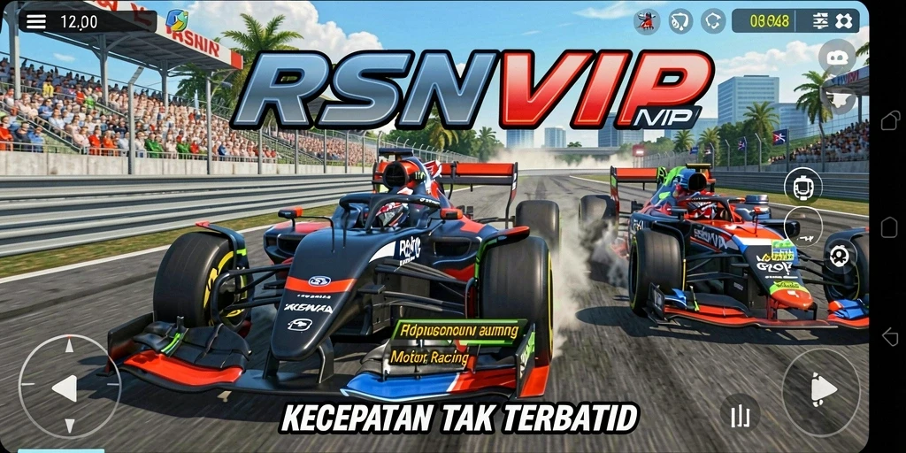 Tampilan gameplay RSNVIP yang seru dan mendebarkan saat balapan motor.