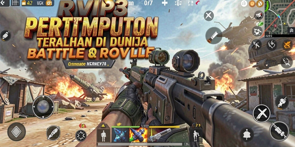 Tampilan gameplay mendebarkan di RVIP3 dengan aksi pertempuran seru.