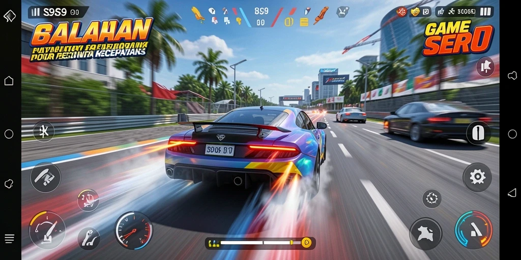 Tampilan penuh aksi dari gameplay balap di S9S9.