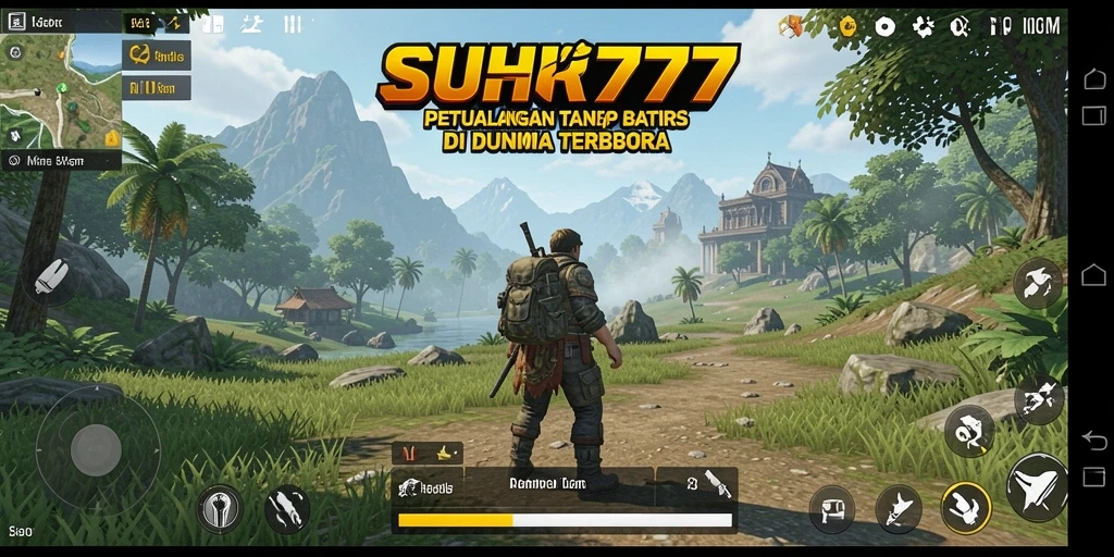 Screenshot utama SUHU777 menampilkan aksi eksplorasi dalam dunia terbuka yang menakjubkan.