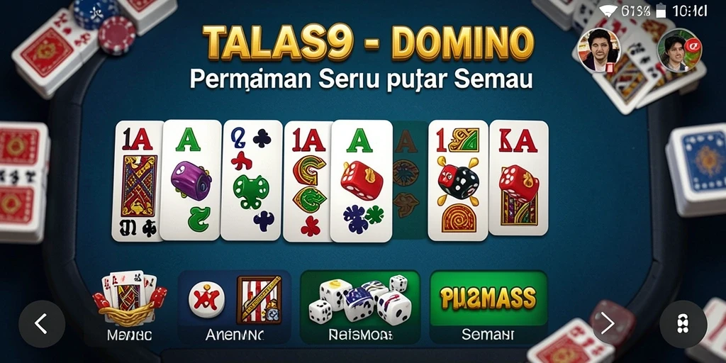 Screenshot gameplay seru TALAS89 dengan berbagai mode permainan Domino.