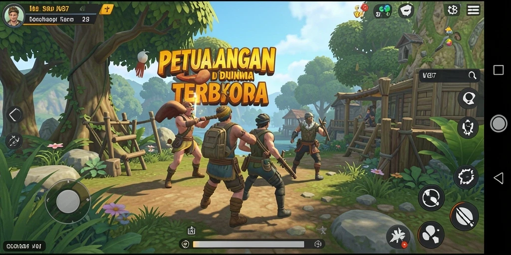 Gameplay V87 yang menampilkan petualangan di dunia terbuka.