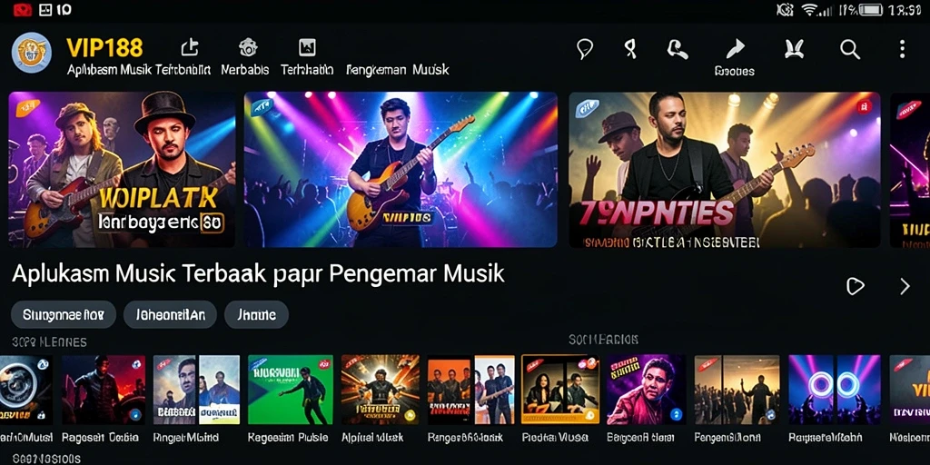 Tampilan gameplay VIP188 menampilkan beragam genre musik yang menarik.