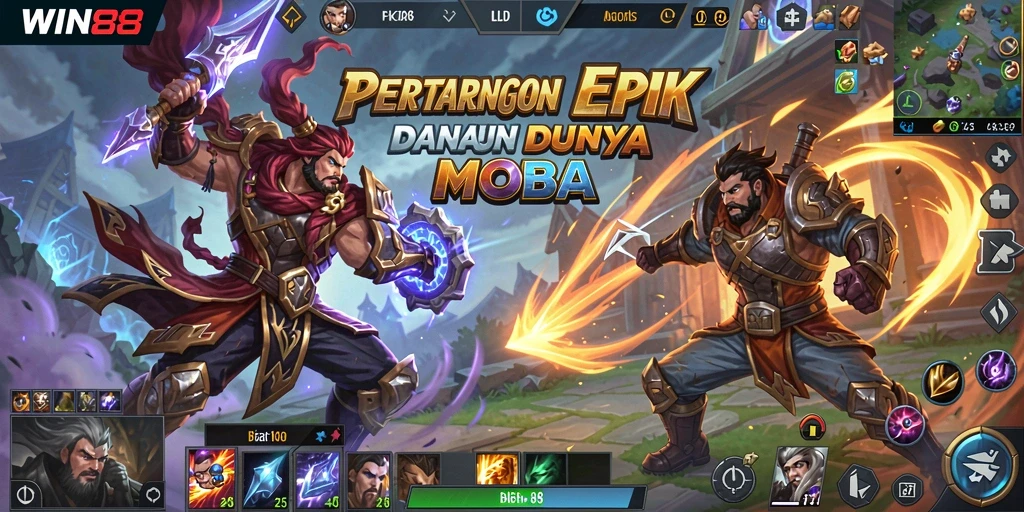 Tampilan gameplay seru dalam WIN88 yang penuh strategi MOBA.
