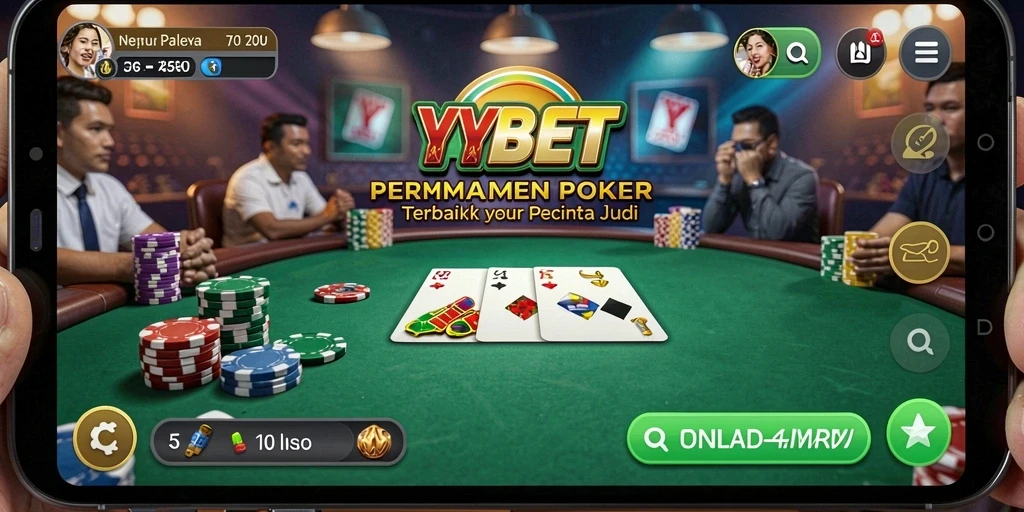 Tampilan screenshot YYBET yang menunjukkan aksi seru dalam permainan Poker.